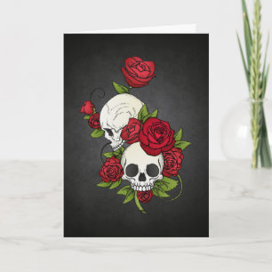 Elegant Floral Skulls Dia de los Muertos Card Kaart