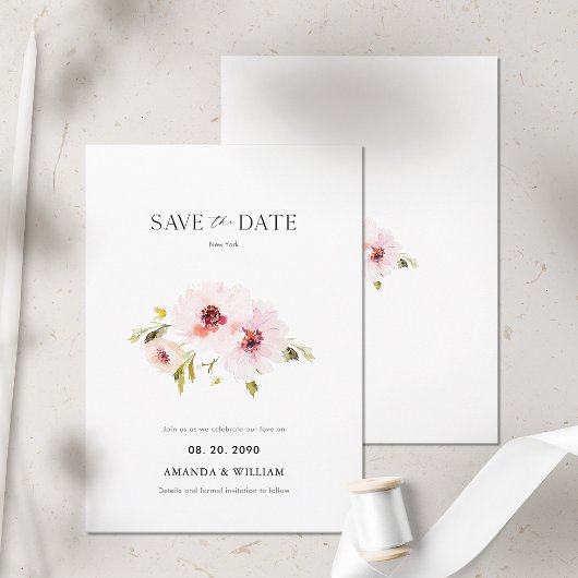 Elegant Floral sla de datumkaart op Aankondiging