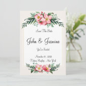 Elegant Floral slaat de datum op Kaart (Staand voorkant)