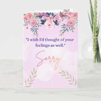 Elegant Floral Sorry Greeting Card with Heartfelt Kaart