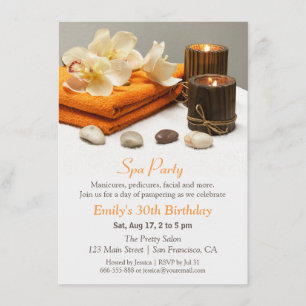 Elégant Floral Spa Invitations de fête d'anniversa