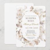 Elegant Floral Spanish Wedding Invitation Kaart (Voorkant / Achterkant)