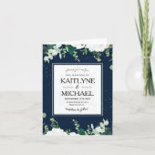 Elegant Floral Square Botanical Navy Wedding  (Voorkant)