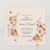 Elegant Floral Square Wedding-uitnodiging Kaart (Voorkant / Achterkant)
