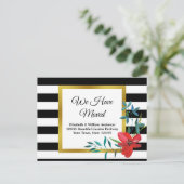 Elegant Floral & Striped Moving Announge Briefkaart (Staand voorkant)
