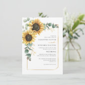 Elegant Floral Sunflower Eucalyptus Wedding Kaart (Staand voorkant)