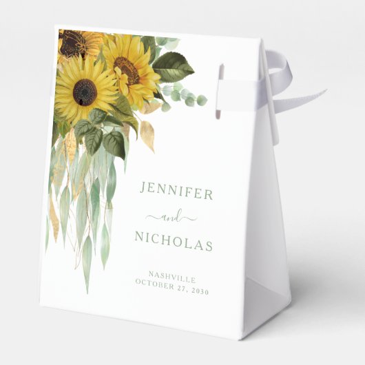 Elegant Floral Sunflower Wedding Bedankdoosjes (Achterkant)