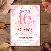 Élégant Floral Sweet 16e anniversaire Invitation