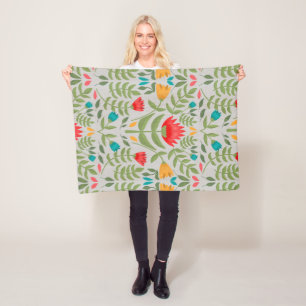 Elegant Floral Tableau Style Fleece Deken