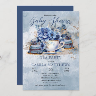 Elegant Floral Teacup Baby shower Kaart