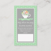 Elegant Floral Teacup Baby shower Tea Party Diaper Informatiekaartje (Voorkant)