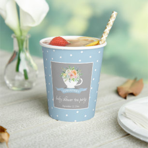 Elegant Floral Teacup Baby shower Tea Party Papieren Bekers