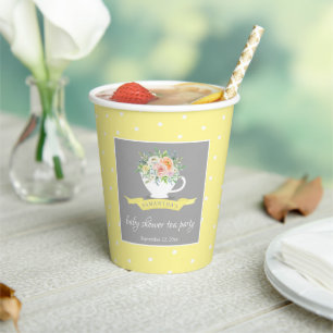 Elegant Floral Teacup Baby shower Tea Party Papieren Bekers