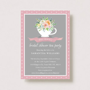 Elegant Floral Teacup Vrijgezellenfeest Tea Party Kaart