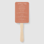 Elegant Floral Terracotta Wedding Programme Hand F Handwaaier (Achterkant)
