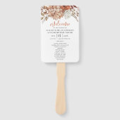 Elegant Floral Terracotta Wedding Programme Hand F Handwaaier (Voorkant)
