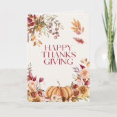 Elegant Floral Thanksgiving Kaart (Voorkant)