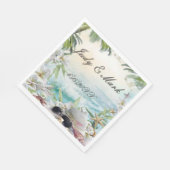Elegant Floral Tropical Beach Wedding Paper Napkin Servet (Hoek)