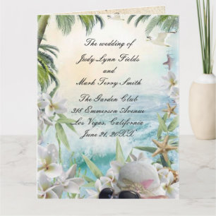 Élégant Floral Tropical Beach Wedding Programme
