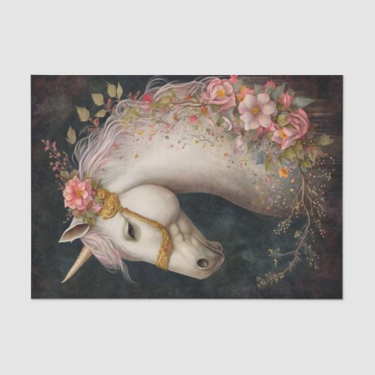 Elegant Floral Unicorn Tissuepapier (Voorkant)