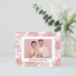 Elegant Floral Valentine's Day Card - Custom Photo Briefkaart