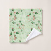 Élégant floral vert et rose (Gant de toilette)