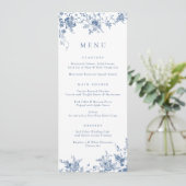 Elégant Floral Vintage Botanique Marine Blue Menu (Debout devant)