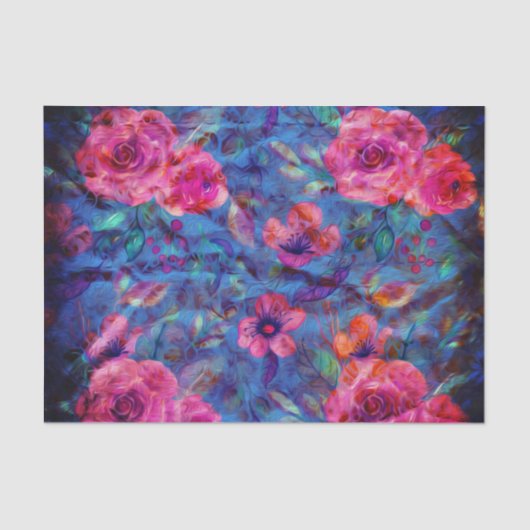 Elegant Floral Violet Roos Patroon Tissuepapier (Voorkant)