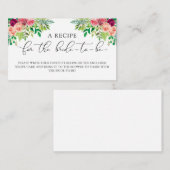 Elegant Floral Vrijgezellenfeest Recipe Request Informatiekaartje (Voorkant / Achterkant)