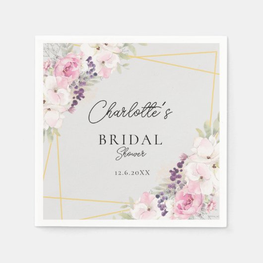 Elegant Floral Vrijgezellenfeest Servet (Voorkant)