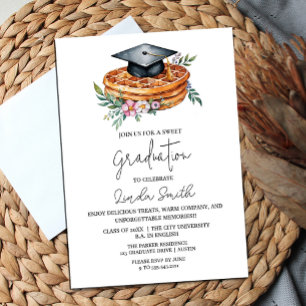 Elegant Floral Waffle Afstuderen Uitnodiging