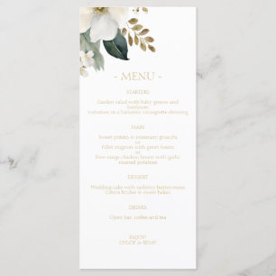 Élégant   Floral Watercolor & Foliing Menu Mariage