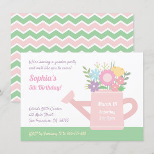 Elegant Floral Watering can Garden Birthday Party Kaart
