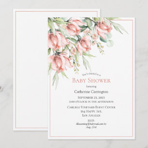 Elegant Floral Waterverf Baby shower Kaart