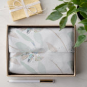 Elegant Floral Waterverf Blauwgroen Tan Tissue Pap Tissuepapier (Geschenk)