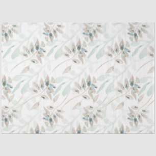 Elegant Floral Waterverf Blauwgroen Tan Tissue Pap Tissuepapier
