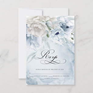 Elegant Floral Waterverf Blue Poppies RSVP-kaart RSVP Kaartje
