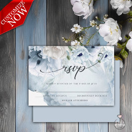 Elegant Floral Waterverf Blue Poppies RSVP-kaart RSVP Kaartje