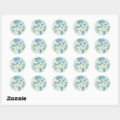 Elegant Floral Waterverf Blue Ronde Sticker (Vel)