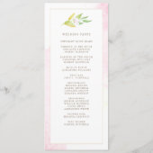 Elegant Floral Waterverf Botanische roze bruiloft Programma (Achterkant)