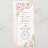 Elegant Floral Waterverf Botanische roze bruiloft Programma (Voorkant / Achterkant)