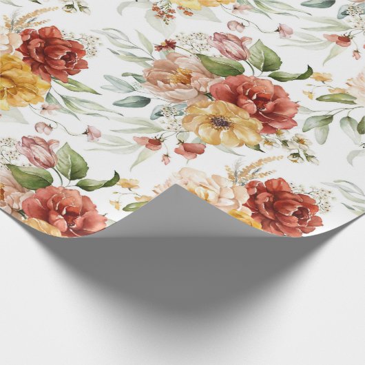 Elegant Floral Waterverf Cadeaupapier (Hoek)