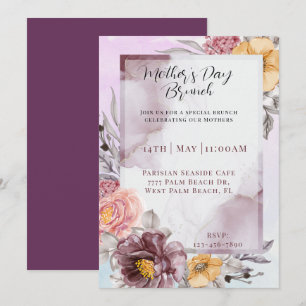 Elegant Floral Waterverf Moederdag Brunch Kaart