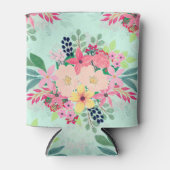 Elegant Floral Waterverf Paint Mint Girly Design Blikjeskoeler (Voorkant)