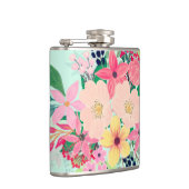 Elegant Floral Waterverf Paint Mint Girly Design Heupfles (Rechts)