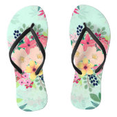 Elegant Floral Waterverf Paint Mint Girly Design Teenslippers (Voetbed)