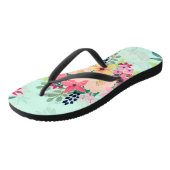 Elegant Floral Waterverf Paint Mint Girly Design Teenslippers (Schuin)