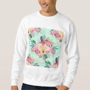 Elegant Floral Waterverf Paint Mint Girly Design Trui