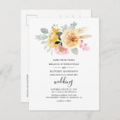 Elegant Floral Waterverf Script Botanical Wedding Uitnodiging Briefkaart (Voorkant / Achterkant)