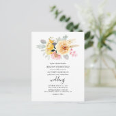 Elegant Floral Waterverf Script Botanical Wedding Uitnodiging Briefkaart (Staand voorkant)
